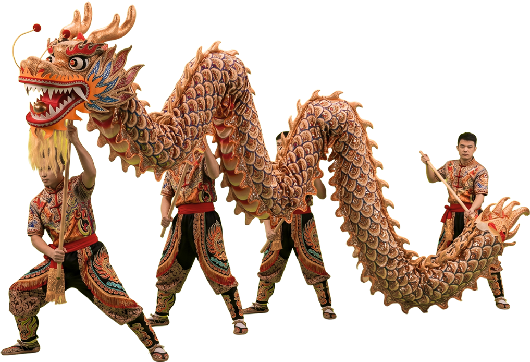 danza del dragon chino 4 hombres